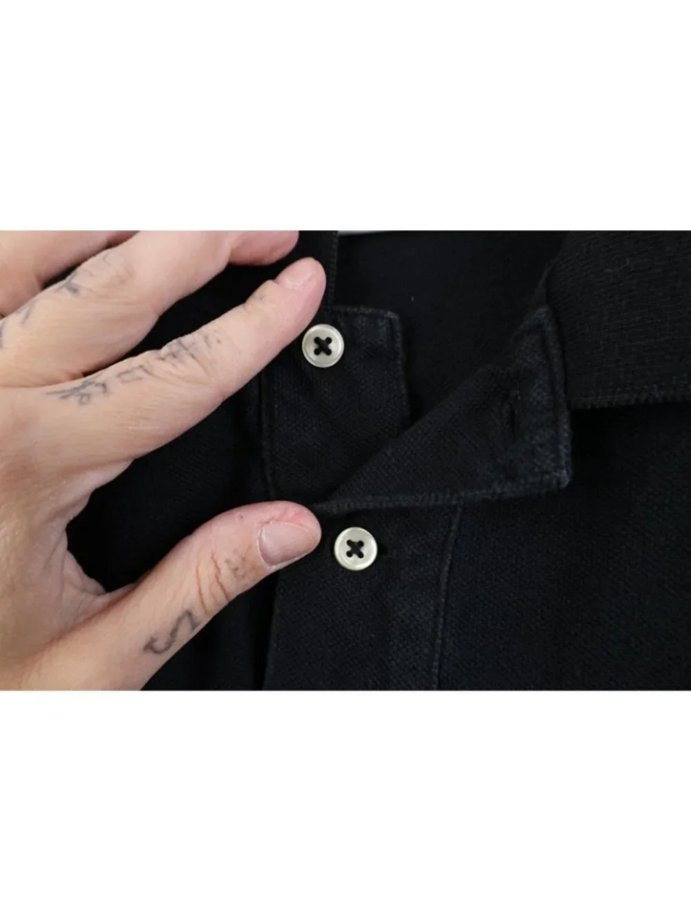 Vintage Y2K Ralph Lauren Mens XL Faded Custom Fit Long Sleeve Polo Shirt Black
